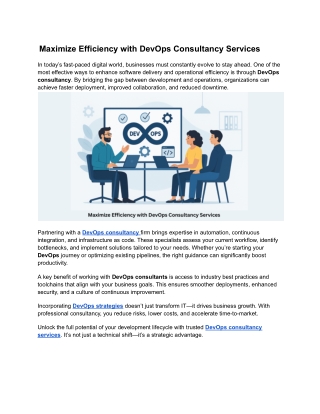 Maximize Efficiency with DevOps Consultancy Services