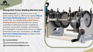 Manual Butt Fusion Welding Machine India