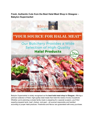 Discover the Best Halal Meat Shop in Glasgow – Babylon Supermarket