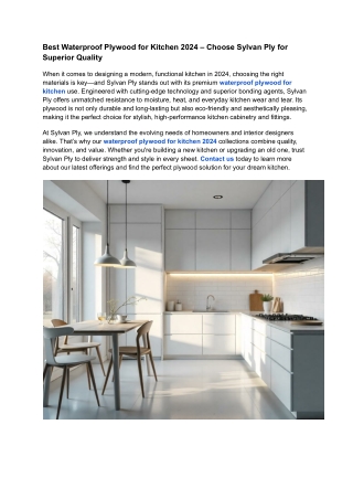 Best Waterproof Plywood for Kitchen 2024 – Choose Sylvan Ply for Superior Qualit