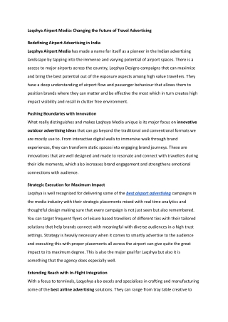 Laqshya Airport Media: Changing the Future of Travel Advertising