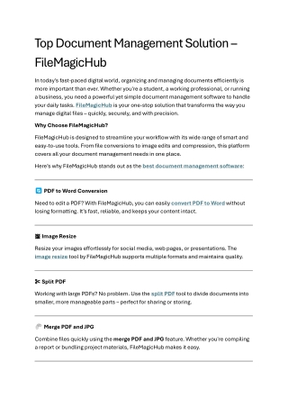 Top Document Management Solution – FileMagicHub