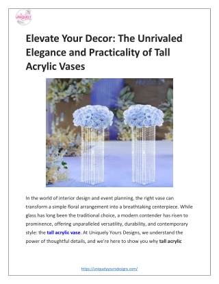 Elevate Your Decor The Unrivaled Elegance and Practicality of Tall Acrylic Vases
