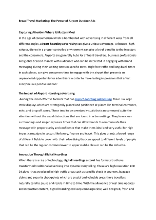 Broad Travel Marketing: The Power of Airport Outdoor Ads