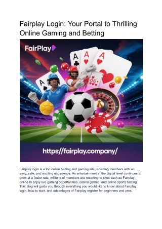 Fairplay Login_ Your Portal to Thrilling Online Gaming and Betting