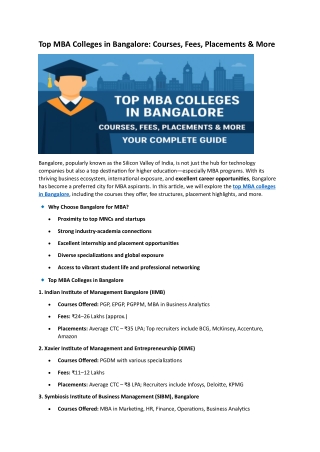Top MBA Colleges in Bangalore