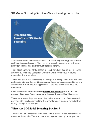 3D Model Scanning Services: Transforming Industries
