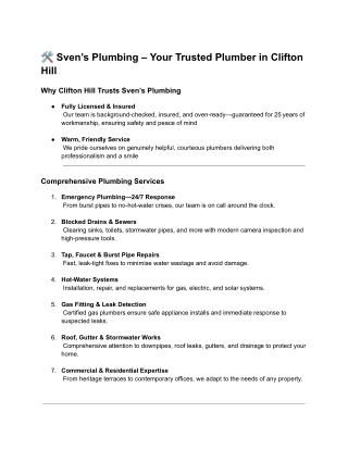 Expert Plumbing Services in Clifton Hill – Sven’s Plumbing