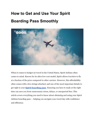 How to Get and Use Your Spirit Boarding Pass Smoothly