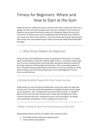 Fitness for Beginners: Where and How to Start at the Gym