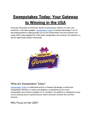 Sweepstakes Today_ Your Gateway to Winning in the USA
