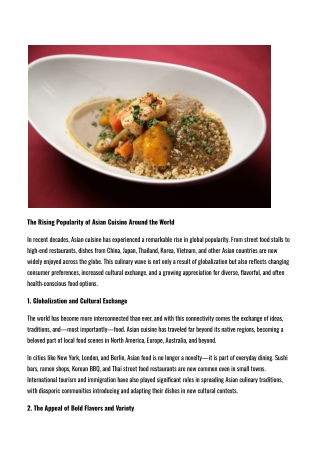The Rising Popularity of Asian Cuisine Around the World