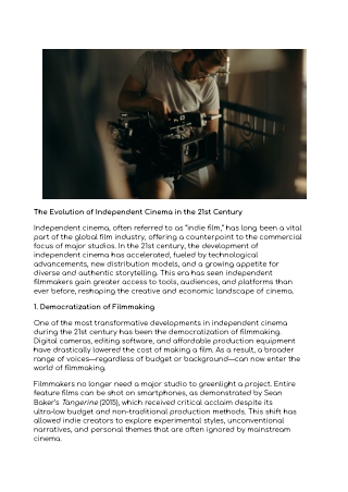 The Evolution of Independent Cinema in the 21st Century