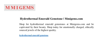 Hydrothermal Emerald Gemstone Mmigems.com