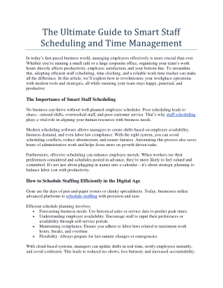 The Ultimate Guide to Smart Staff Scheduling and Time Management