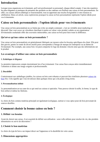 Caisse en bois personnalisée : l'option idéale pour vos événements