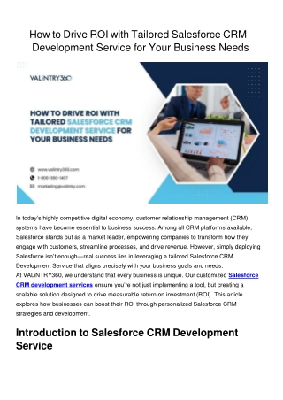 How To Drive ROI With Tailored Salesforce CRM Development Service For Your Business Needs