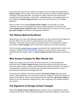 The Timeless Appeal of Armani Cologne_ Elegance in a Bottle