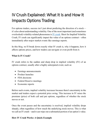 IV Crush Explained What It Is and How It Impacts Options Trading