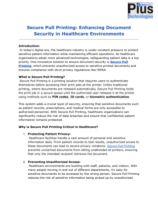Secure Pull Printing_ Enhancing Document Security in Healthcare Environments