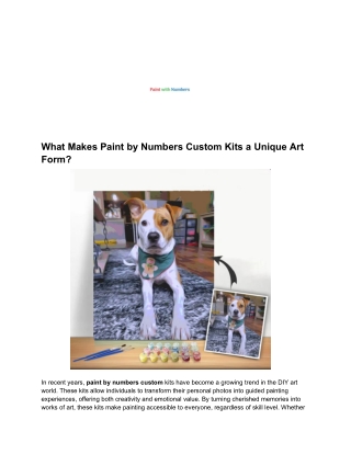 What Makes Paint by Numbers Custom Kits a Unique Art Form?