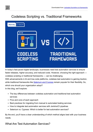 Test Automation Services: Codeless vs. Frameworks