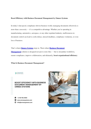 Boost Efficiency with Business Document Management by Omnex Systems