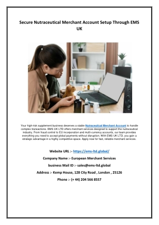 Secure Nutraceutical Merchant Account Setup Through EMS UK