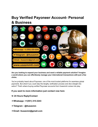 Buy Verified Payoneer Account- Personal & Business