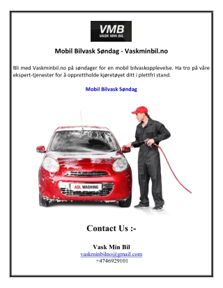 Mobil Bilvask Søndag - Vaskminbil.no