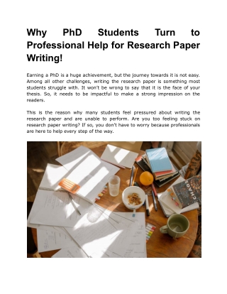Why PhD Students Turn to Professional Help for Research Paper Writing!