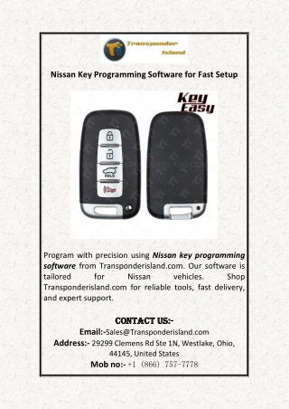 Nissan Key Programming Software for Fast Setup