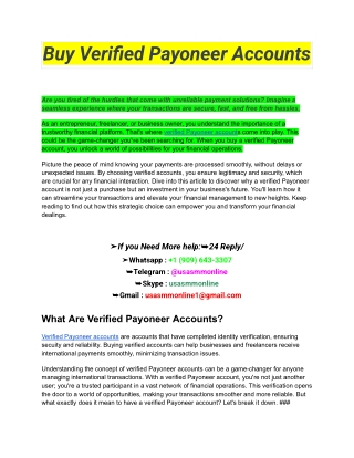 Buy Verified Payoneer Accounts