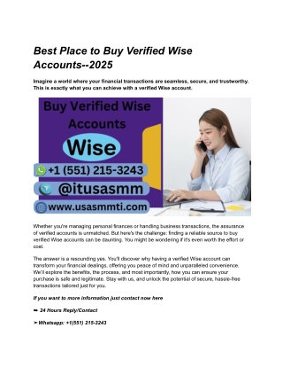 Best Place to Buy Verified Wise Accounts--2025