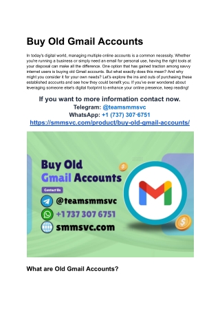 Buy Old Gmail Accounts Trusted by Professionals