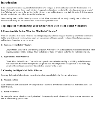 Top Tips for Maximizing Your Experience with Mini Bullet Vibrators