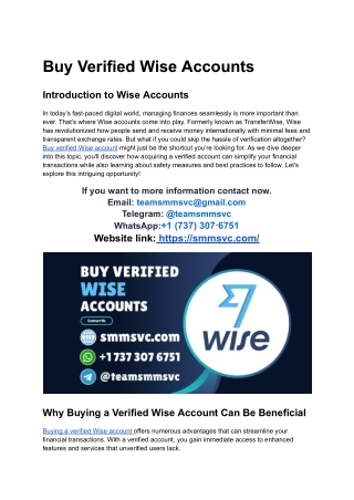 Buy Verified Wise Accounts for Business Expansion