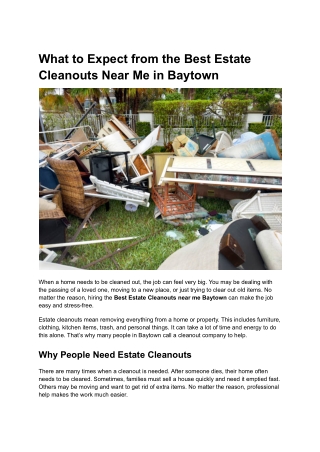 What to Expect from the Best Estate Cleanouts Near Me in Baytown