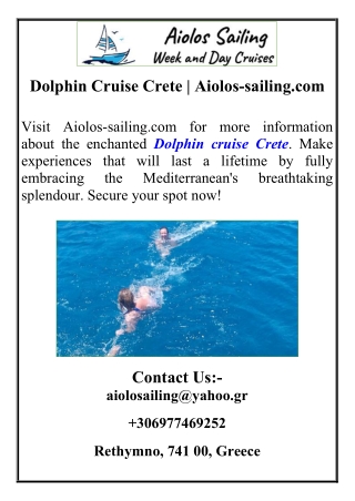 Dolphin Cruise Crete  Aiolos-sailing.com