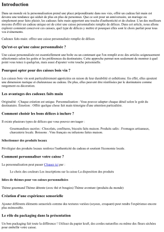 Cadeaux faits main: offrez une caisse personnalisée remplie de délices