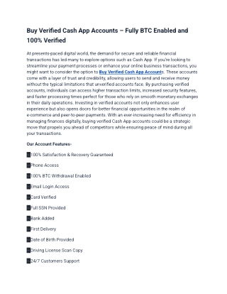 Buy Verified Cash App Accounts - 100% active and safe