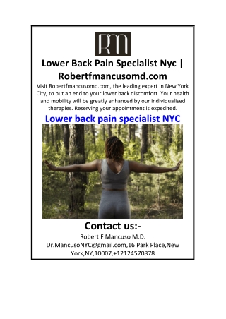 Lower Back Pain Specialist Nyc Robertfmancusomd.com