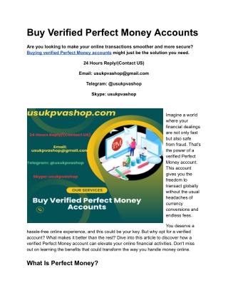 Buy Verified Perfect Money Accounts