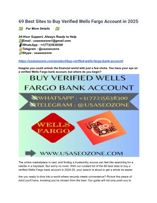 69 Best Sites to Buy Verified Wells Fargo Account in 2025