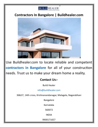 Contractors In Bangalore  Buildhealer