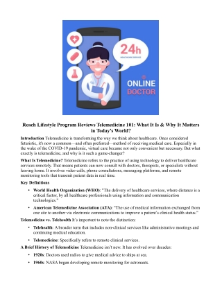 Reach Lifestyle Reviews Telemedicine 101 : What It Is & Why It Matters in Today’