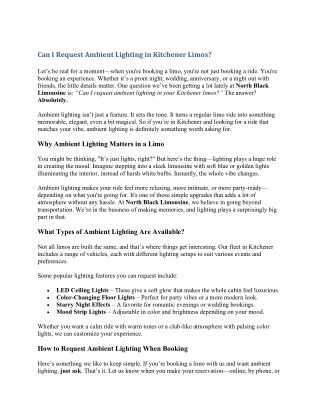 Can I Request Ambient Lighting in Kitchener Limos