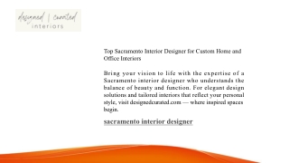 Top Sacramento Interior Designer for Custom Home and Office Interiors