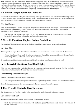 10 Reasons to Love Your Plus One Bullet Vibrator