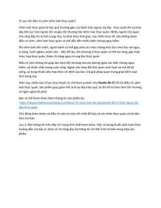 Vi sao can dieu tri som viem loet thuc quan